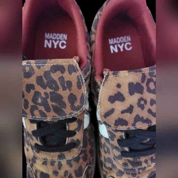 Steve Madden Leopard Print Sneakers with White Stripe - Picture 3 of 4